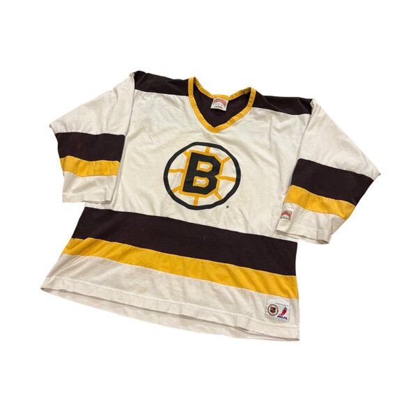 Vintage 90s Nutmeg Mills Boston Bruins Cam Neely #8 NHL Long Sleeve Shirt Large - Picture 4 of 9